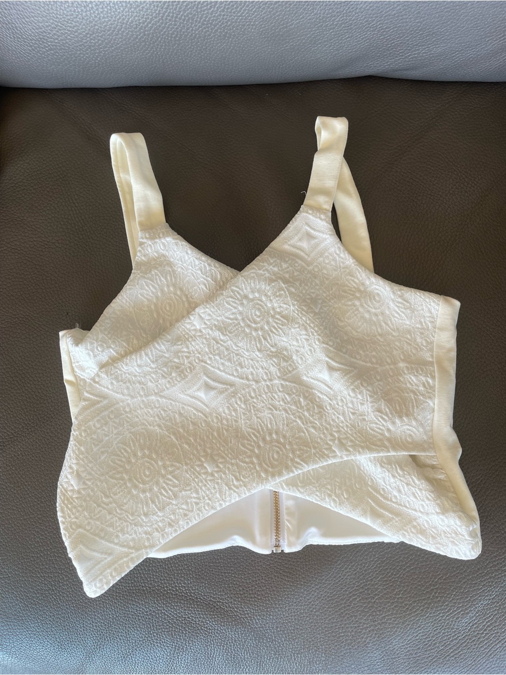 bebe White Textured Crop Top